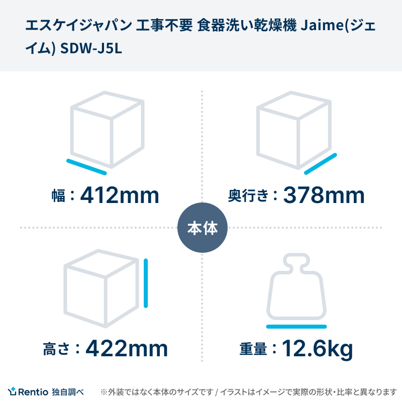 [レンタル] エスケイジャパン 工事不要 食器洗い乾燥機 Jaime(ジェイム) SDW-J5L - 2
