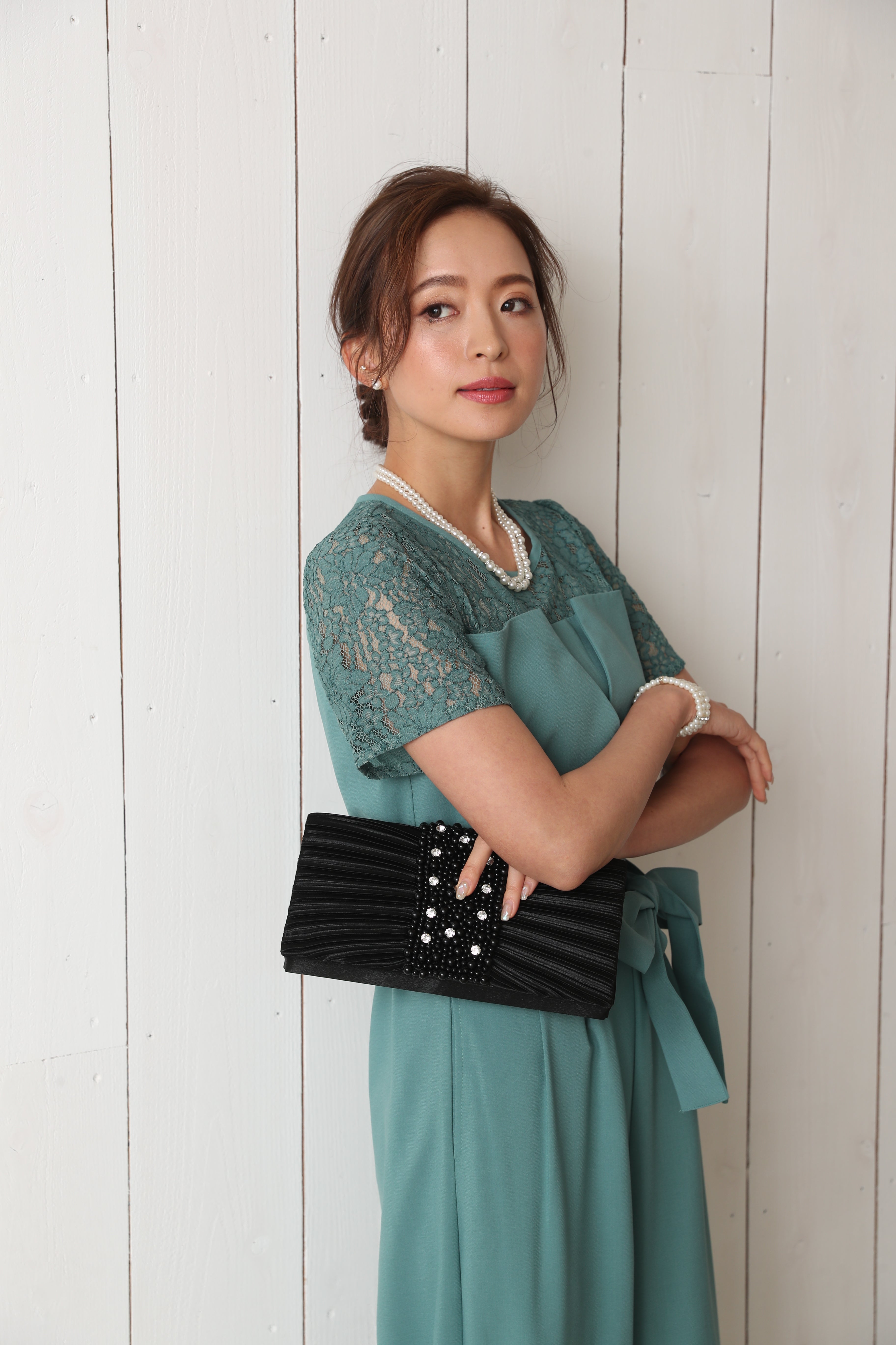 [レンタル] BELINDA DE CAPRIS 袖付きタックテーパード オールインワン パンツドレス ミントの宅配レンタル - 30