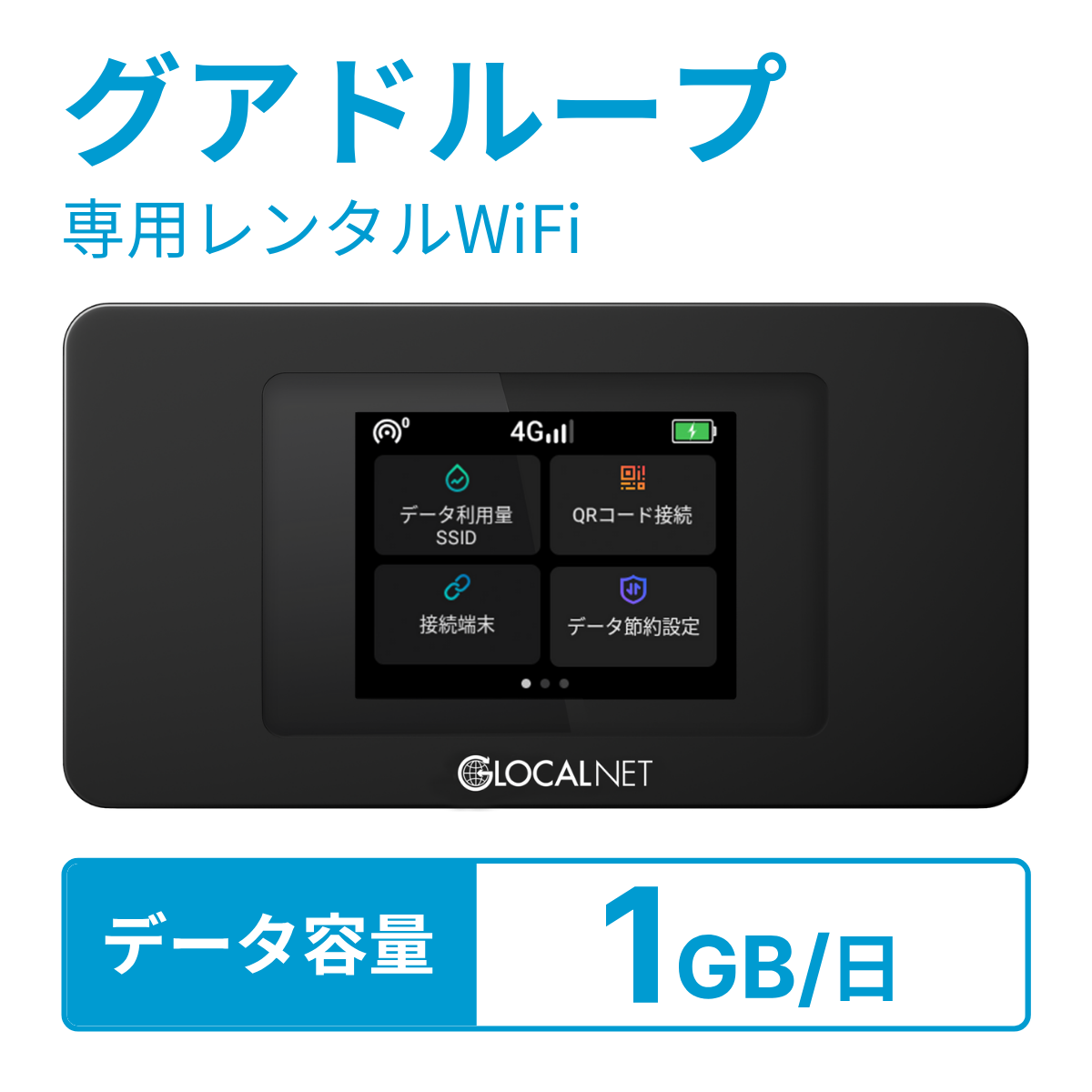[レンタル] レンティオWiFi グアドループWiFi 4G 1GB/日 データ容量プラン