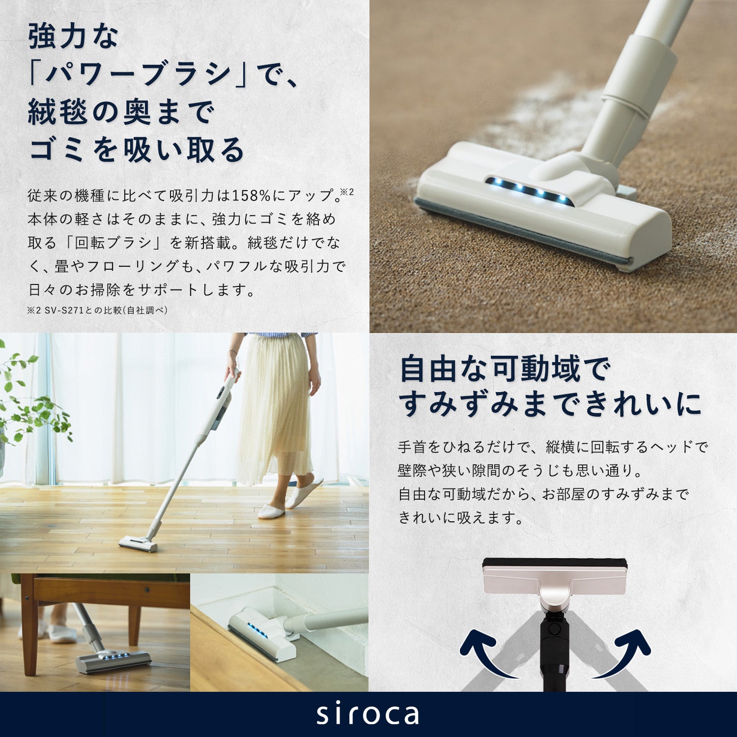 [レンタル] シロカ かるピカ パワー SV-SP371 2WAY コードレススティッククリーナー - 3