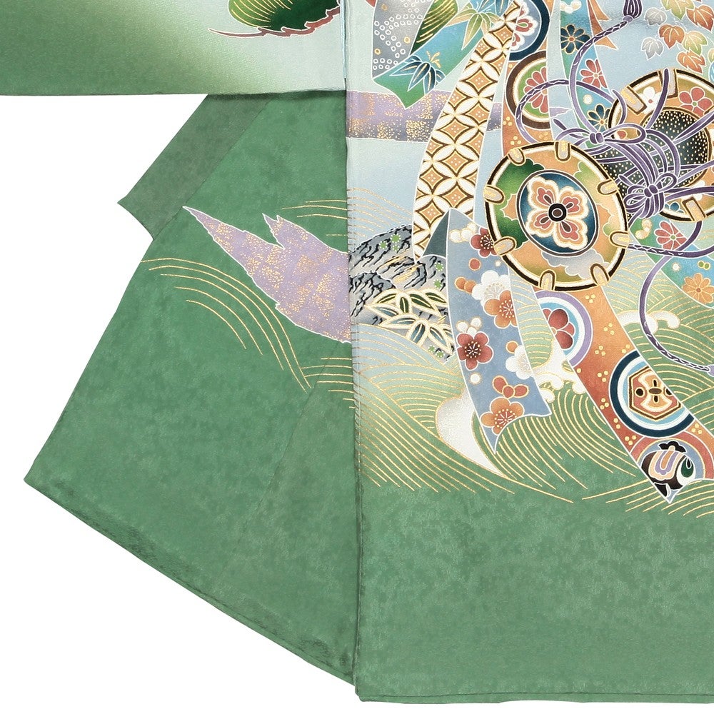 [レンタル] 男の子 お宮参り 産着レンタル6点フルセット 正絹 鷹 団扇の宅配レンタル - 2