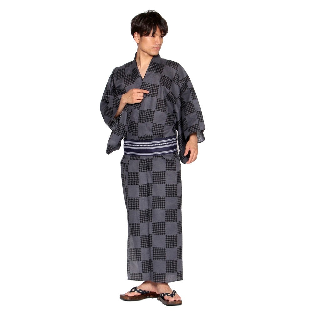 [レンタル] メンズ浴衣 フルセット 千鳥格子 身長目安170cmの宅配レンタル - 2