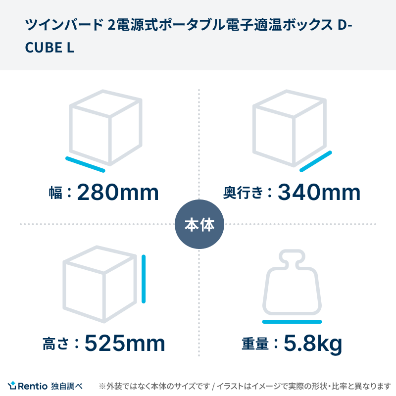 [レンタル] ツインバード 2電源式ポータブル電子適温ボックス D-CUBE L - 3