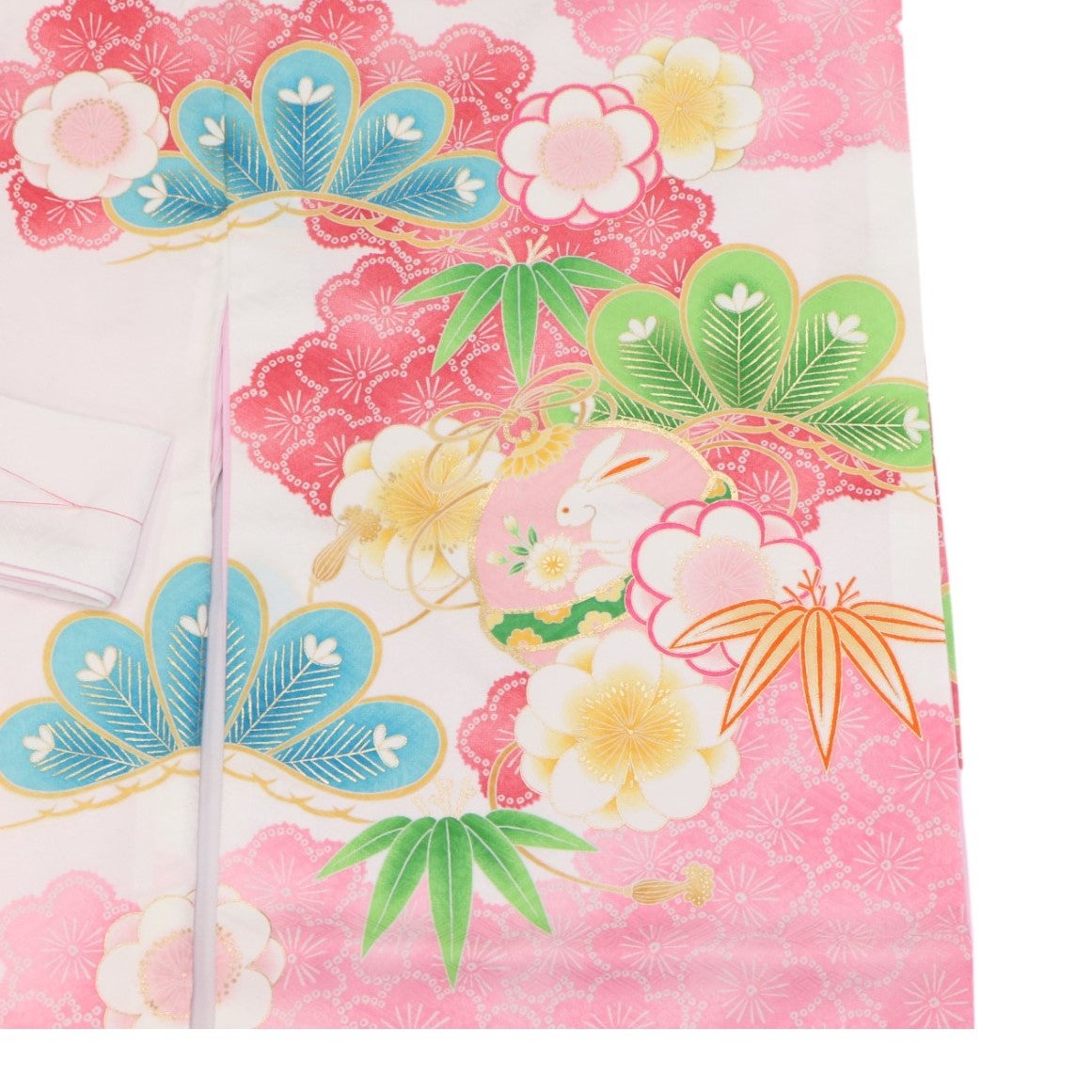 [レンタル] 女の子 お宮参り 産着レンタル6点フルセット 花車にうさぎ 白の宅配レンタル - 4