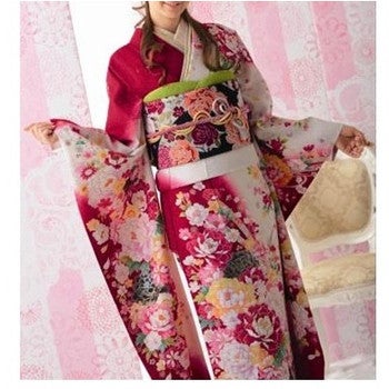 振り袖用襦袢m花柄草リユース品