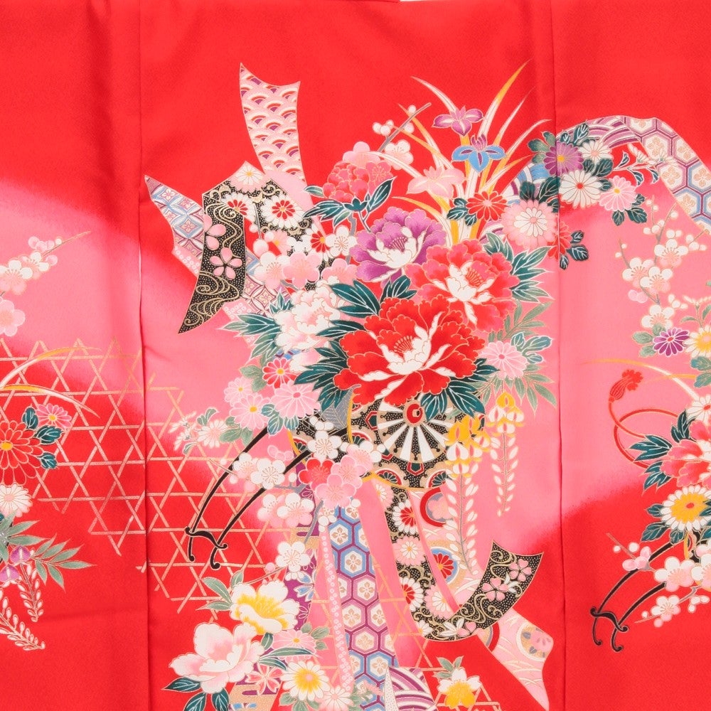 [レンタル] 女の子 お宮参り 産着レンタル6点フルセット 正絹 牡丹 花車Aの宅配レンタル - 3