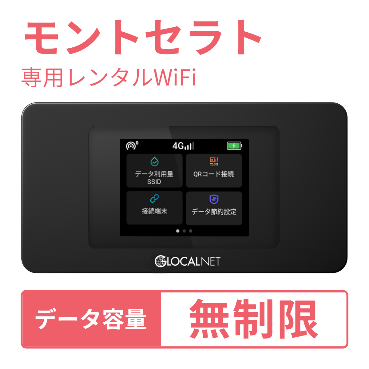 [レンタル] レンティオWiFi モントセラトWiFi 4G 無制限/日 データ容量プラン