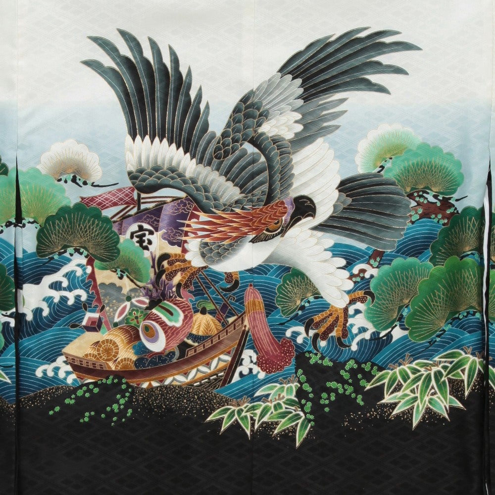 [レンタル] 七五三/節句 袴セット 5歳 男の子 大松 鷹 ホワイト