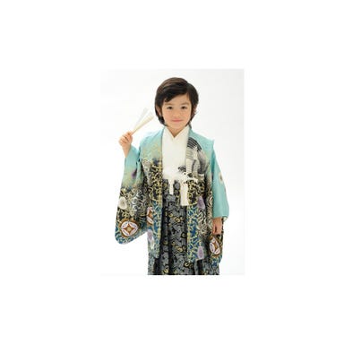 七五三/節句 袴セット 5歳 男の子 鷹 七宝 ライトブルー