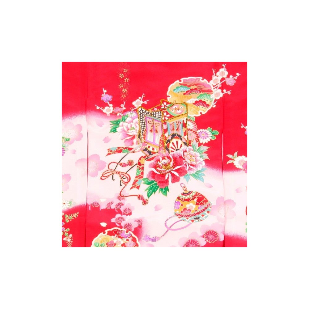 [レンタル] 女の子 お宮参り 産着レンタル6点フルセット 正絹 御所車 鞠の宅配レンタル - 3