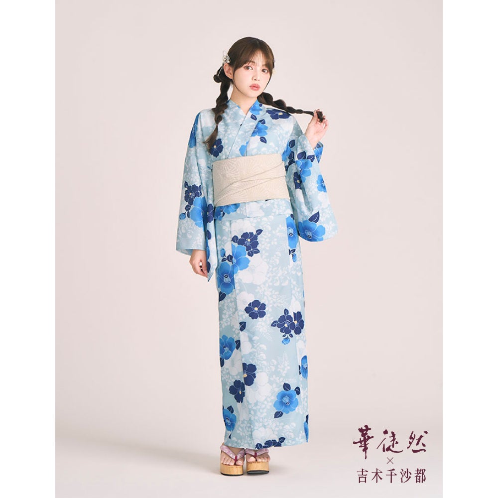 [レンタル] [2025新作]京都丸紅 華徒然×吉木千沙都 レディース浴衣 セパレート フルセット 椿 フリーサイズ