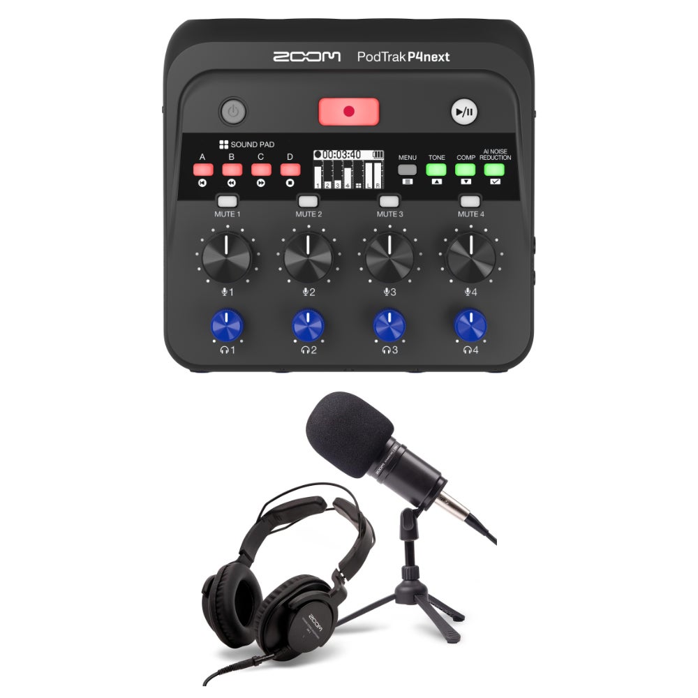 [レンタル] ズーム(ZOOM) PodTrak P4next 高品質ポッドキャストスターターパッケージ