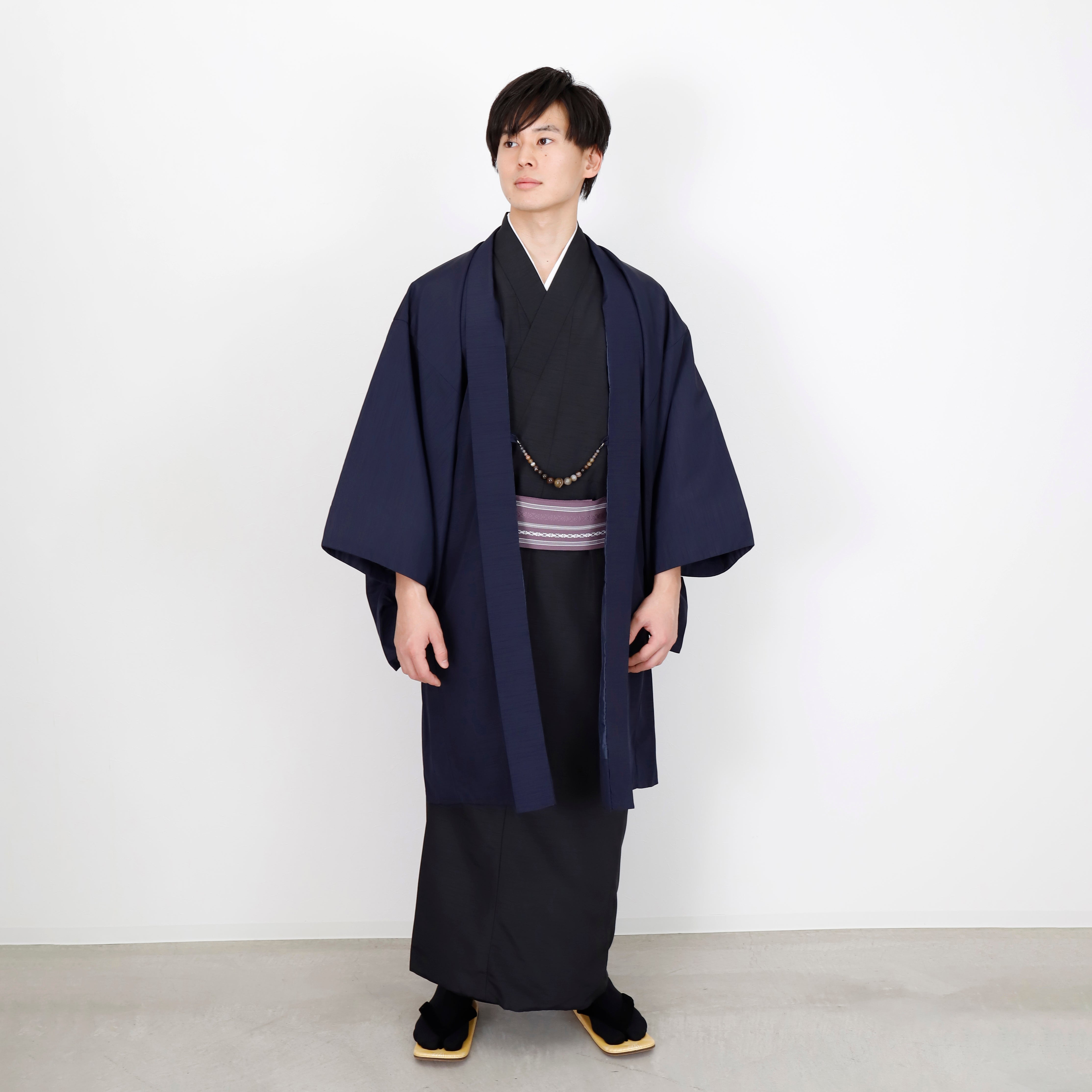 [レンタル] 紳士着物 コーディネートセット (羽織+着物+ワンタッチ角帯+羽織紐+雪駄+着付けインナーセット)の宅配レンタル - 2