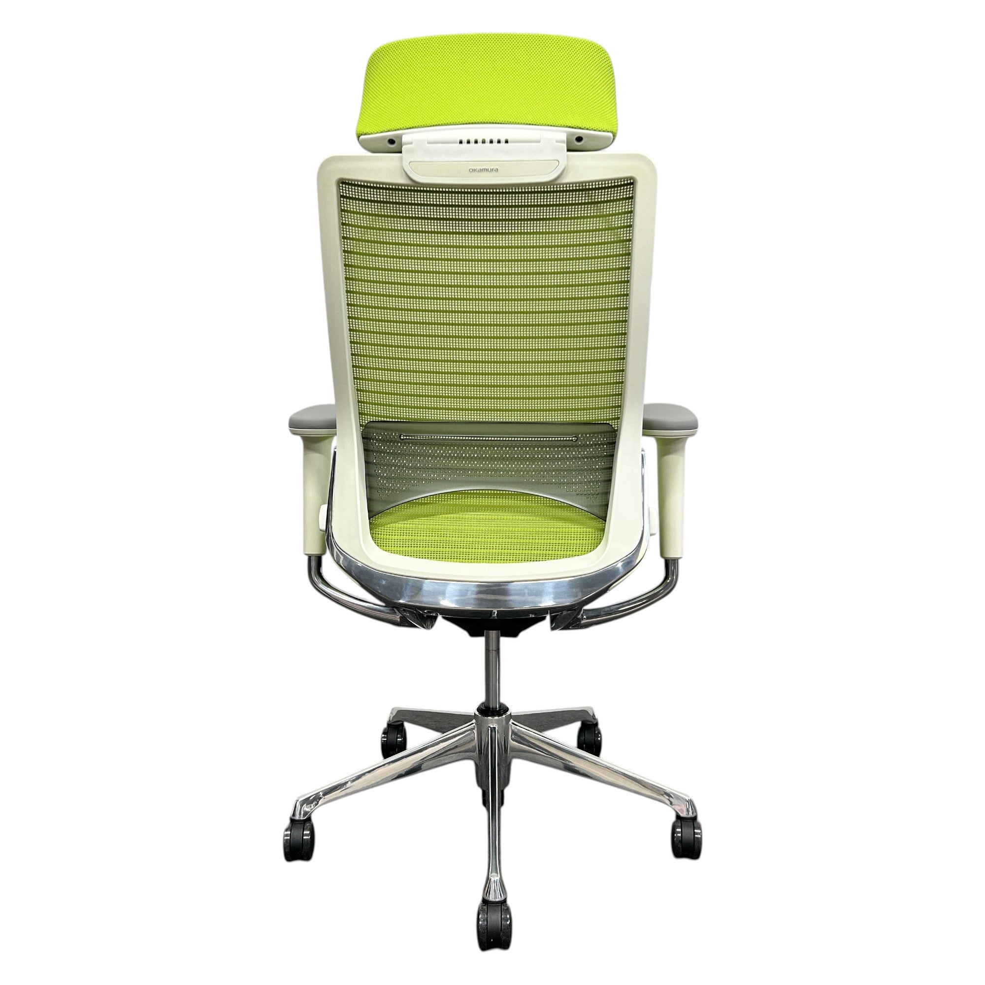 [レンタル] オカムラ オフィスチェア コーラル エクストラハイバック 可動肘 ランバーサポート付き ライムグリーン ポリッシュ CQ8ABZ-FSH5 - 4