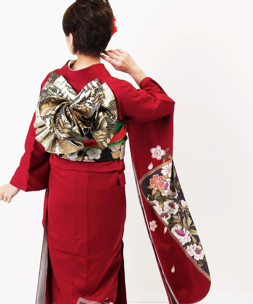 [レンタル] レンタル振袖フルセット-294 赤系 花柄の宅配レンタル - 12