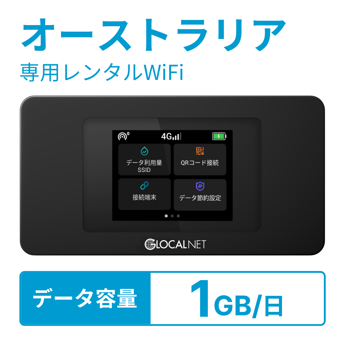 [レンタル] レンティオWiFi オーストラリアWiFi 4G 1GB/日 データ容量プラン