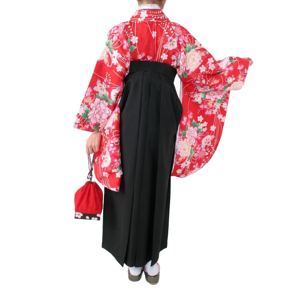 [レンタル] 女性用 袴セット レース付き花蔓柄 (着物、袴、和装小物一式)の宅配レンタル - 2