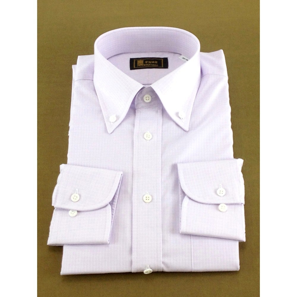 [レンタル] 早稲田屋 メンズワイシャツ 長袖 ボタンダウン パープル グラフチェック (Mサイズ / Lサイズ) パープル Mサイズ