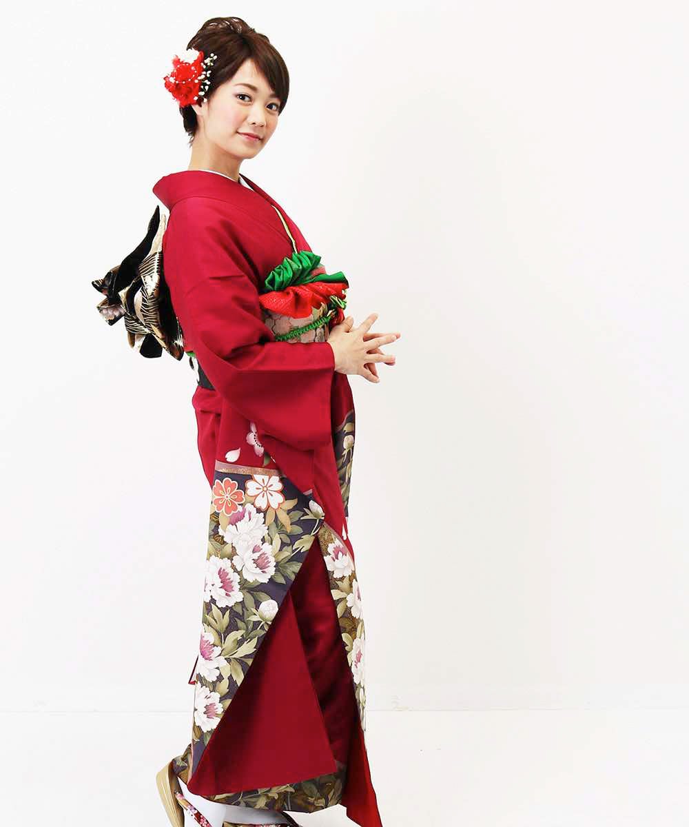[レンタル] レンタル振袖フルセット-294 赤系 花柄の宅配レンタル - 14
