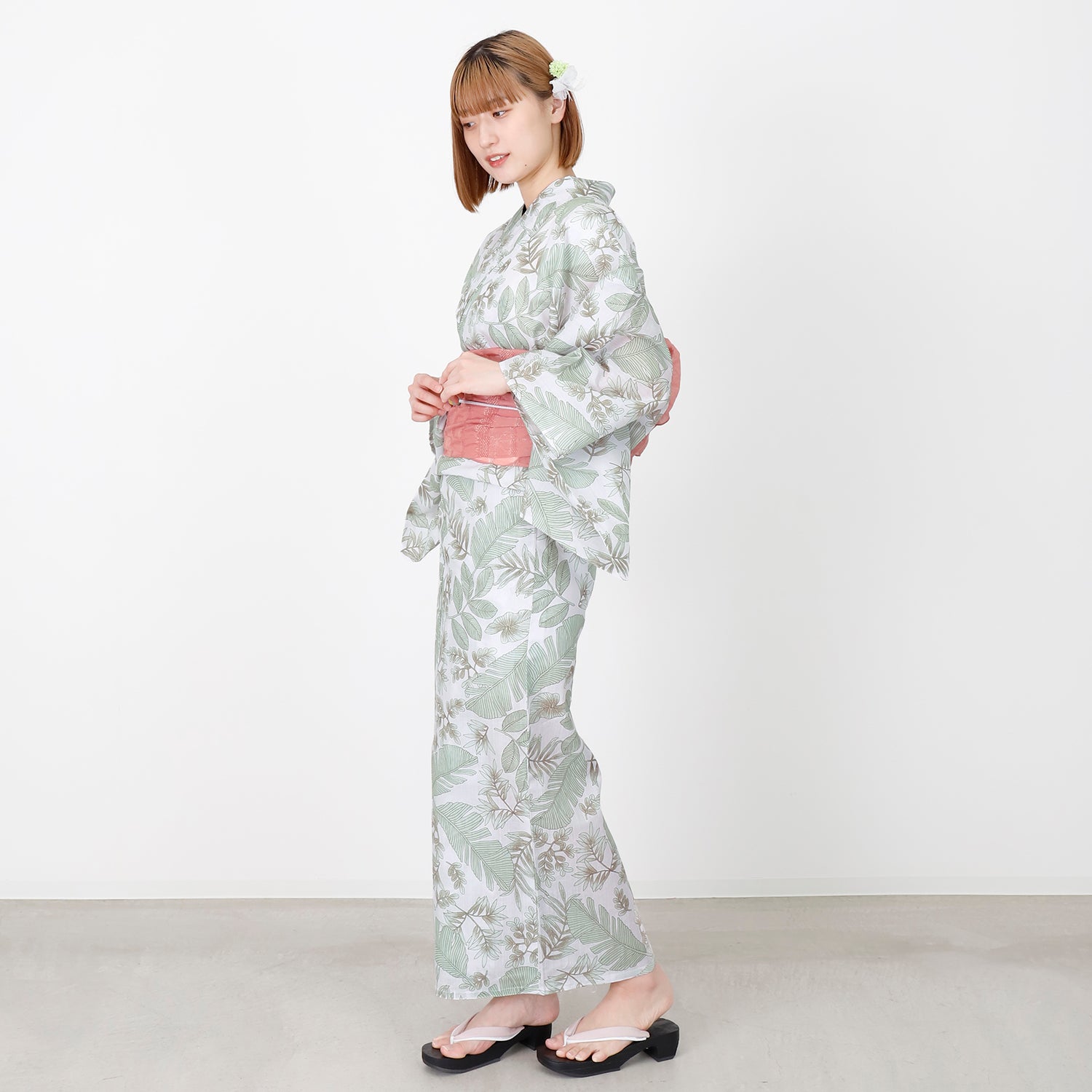 [レンタル] [2025新作]SION レディース浴衣 葉模様 フリーサイズの宅配レンタル - 4