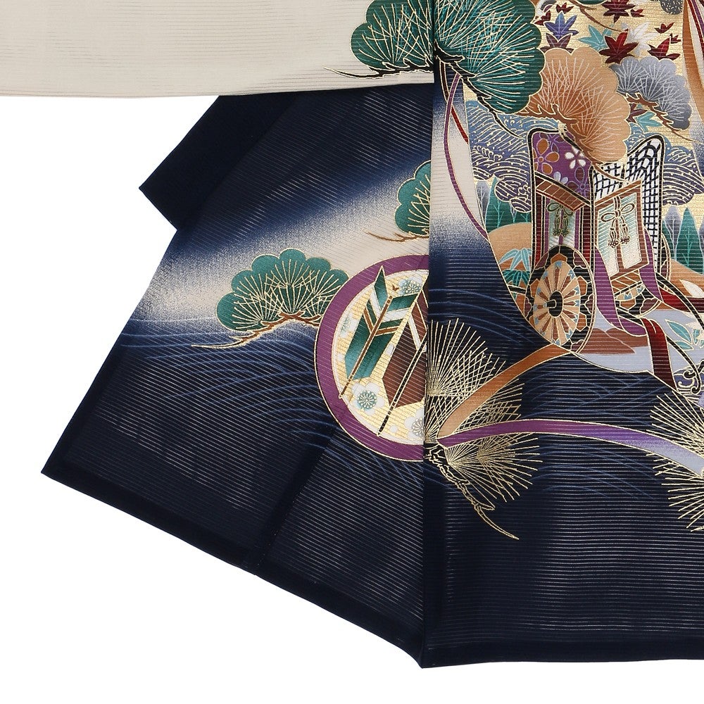 [レンタル] 男の子 お宮参り 産着・絽（夏用）レンタル6点フルセット 正絹 兜 御所車の宅配レンタル - 2