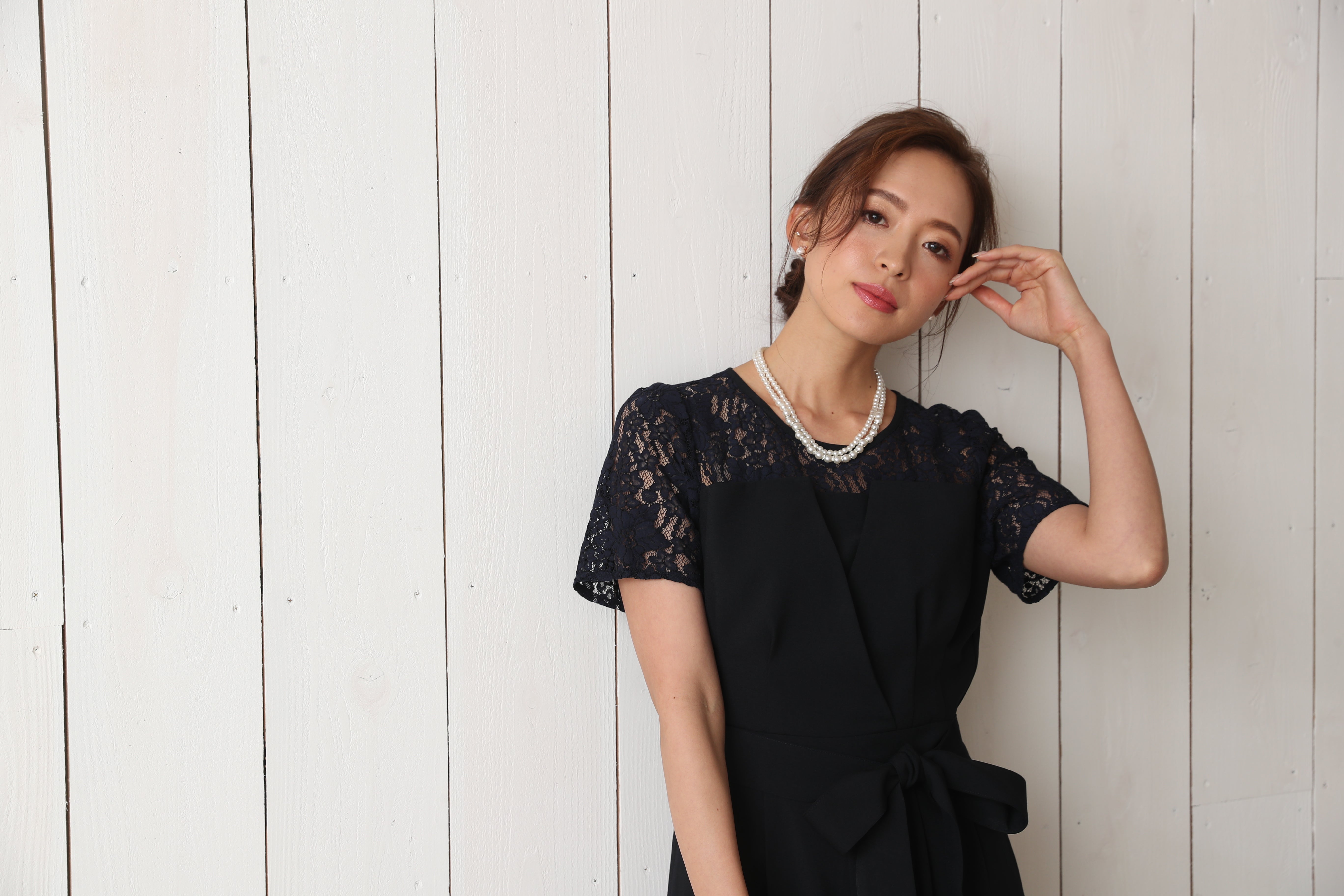 [レンタル] BELINDA DE CAPRIS 袖付きタックテーパード オールインワン パンツドレス ネイビーの宅配レンタル - 24