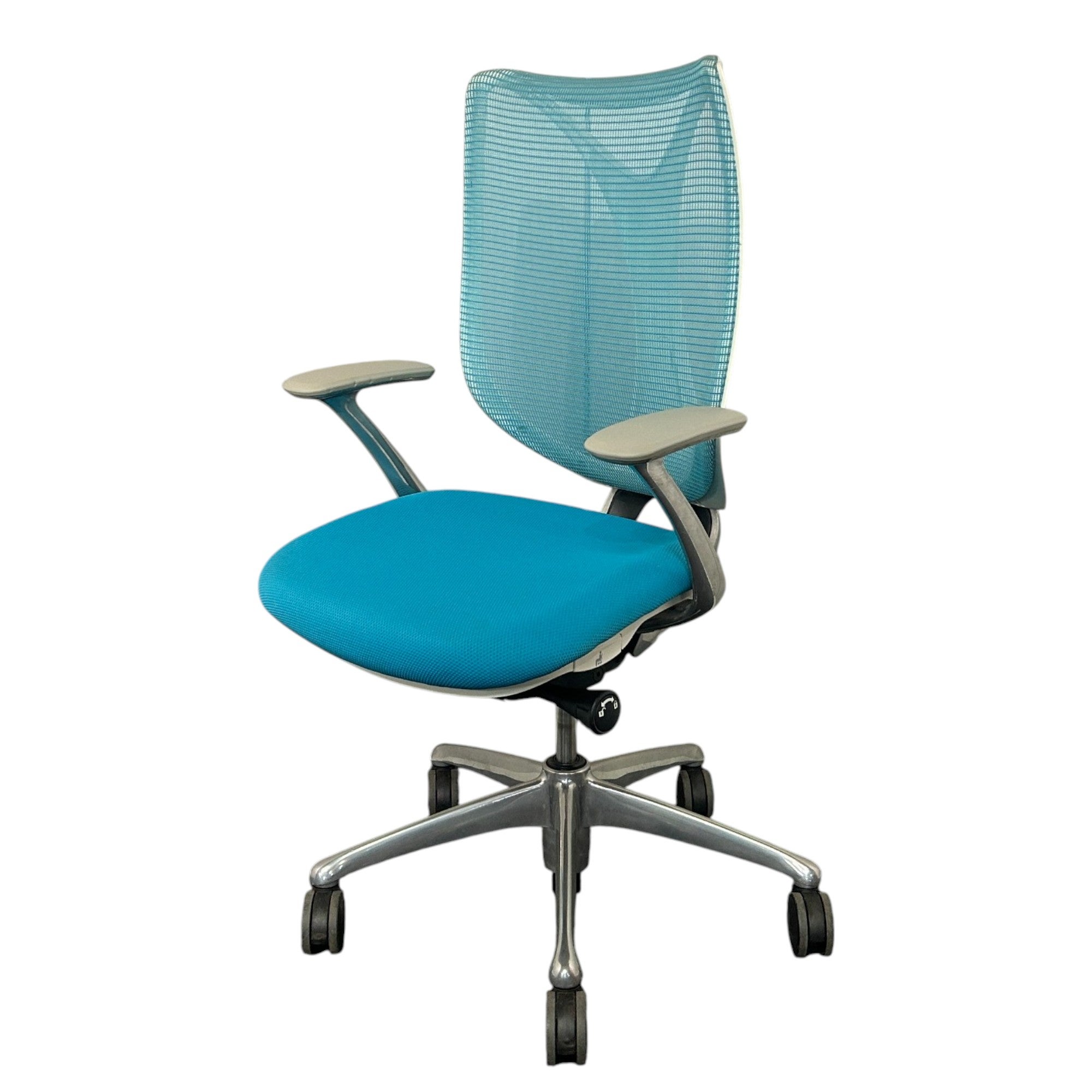 [レンタル] オカムラ サブリナ ハイバック 固定肘 ブルーグリーン ポリッシュ C844BW-FSZ6 オフィスチェア