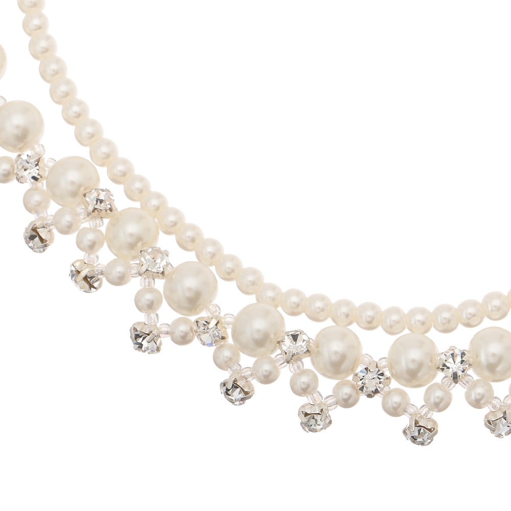 2連パールネックレス ラインストーン