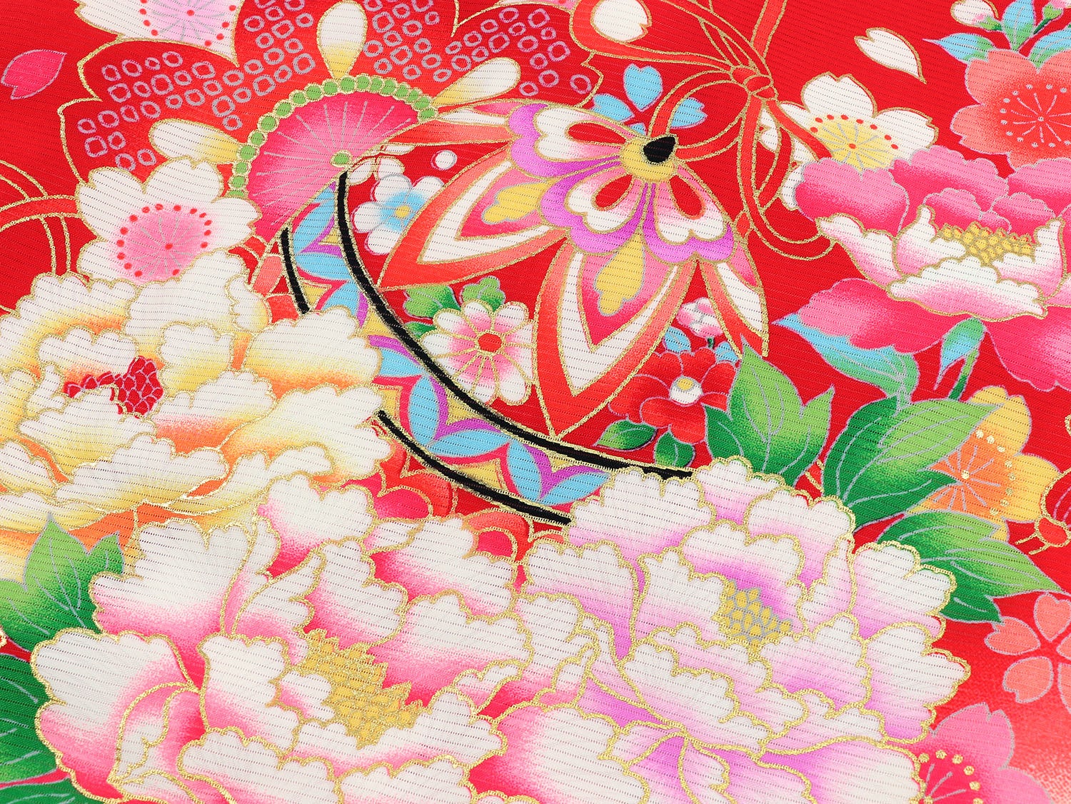 [レンタル] 女の子 お宮参り 産着 絽（夏用） レンタル6点フルセット 正絹 鈴に牡丹 赤色の宅配レンタル - 4