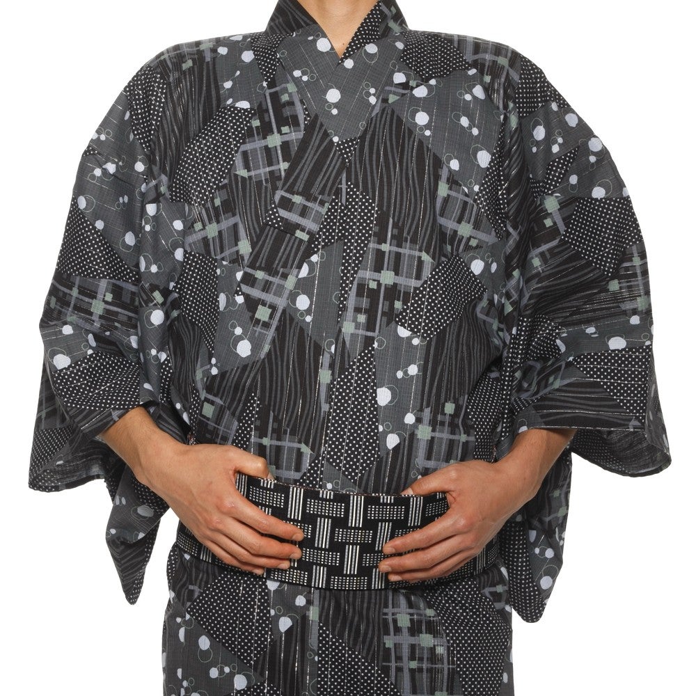 レンタル] リョウコ・キクチ(R.KIKUCHI) メンズ浴衣 フルセット 格子柄