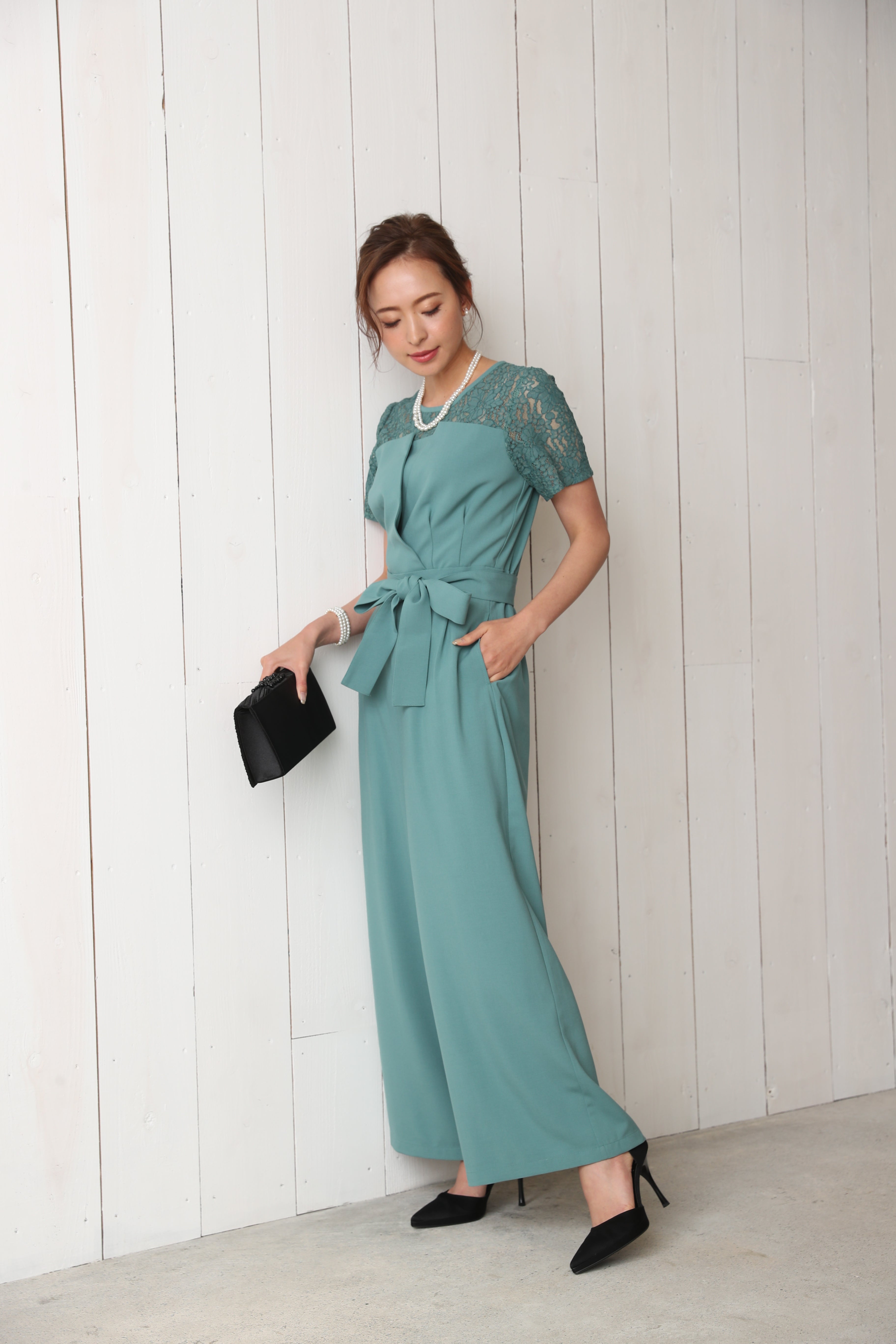 [レンタル] BELINDA DE CAPRIS 袖付きタックテーパード オールインワン パンツドレス ミントの宅配レンタル - 8