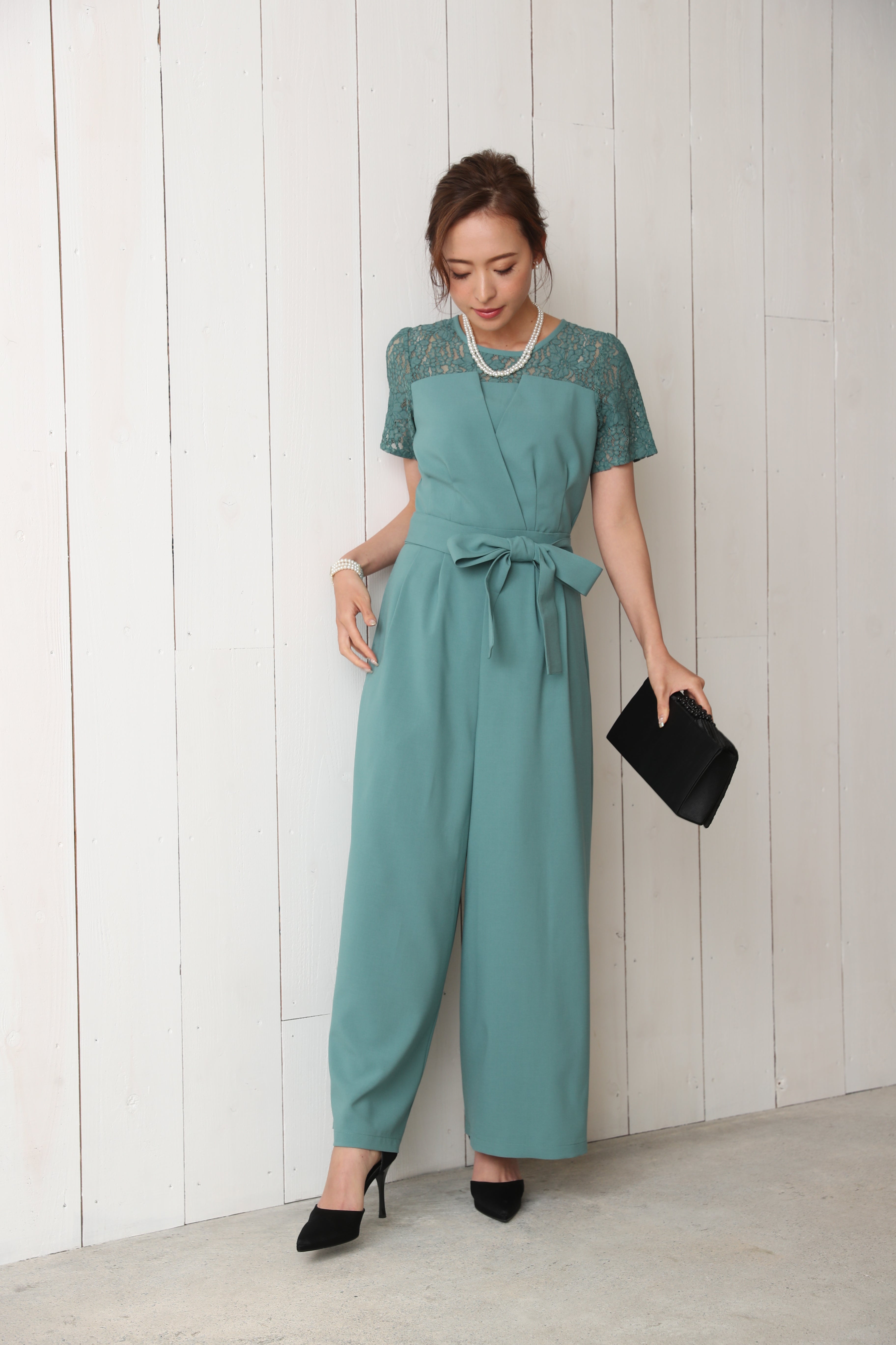 [レンタル] BELINDA DE CAPRIS 袖付きタックテーパード オールインワン パンツドレス ミントの宅配レンタル - 14