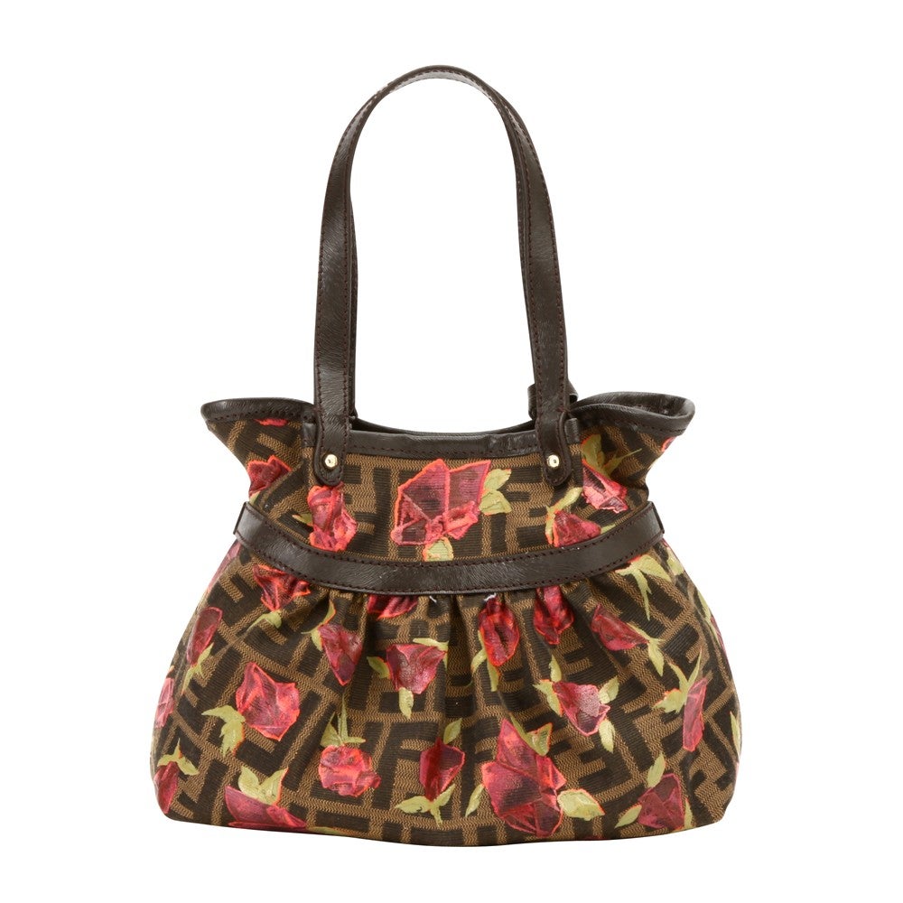 [レンタル] レディース フェンディ キャンバス レザー ハンドバッグ ブラウン