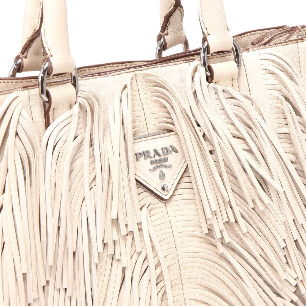 レンタル] レディース プラダ ナッパ フリンジハンドバッグ ホワイト