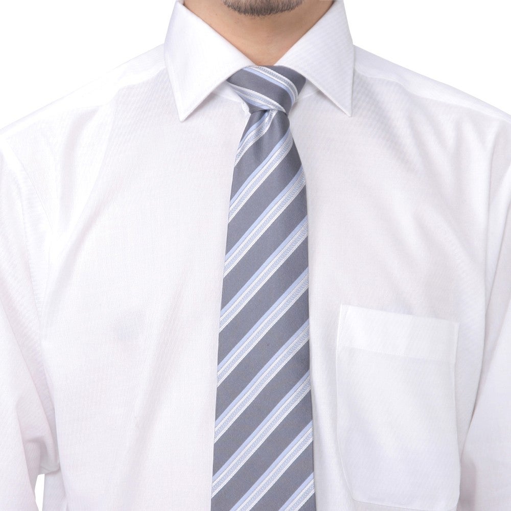 [レンタル] f-mode メンズネクタイ シルク グレー マルチストライプ柄 グレー