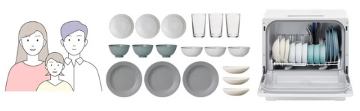 [レンタル] 【長期利用向け】[～食器18点][新品]パナソニック 食器洗い乾燥機 NP-TCR5 分岐水栓対応 3人分 - 6