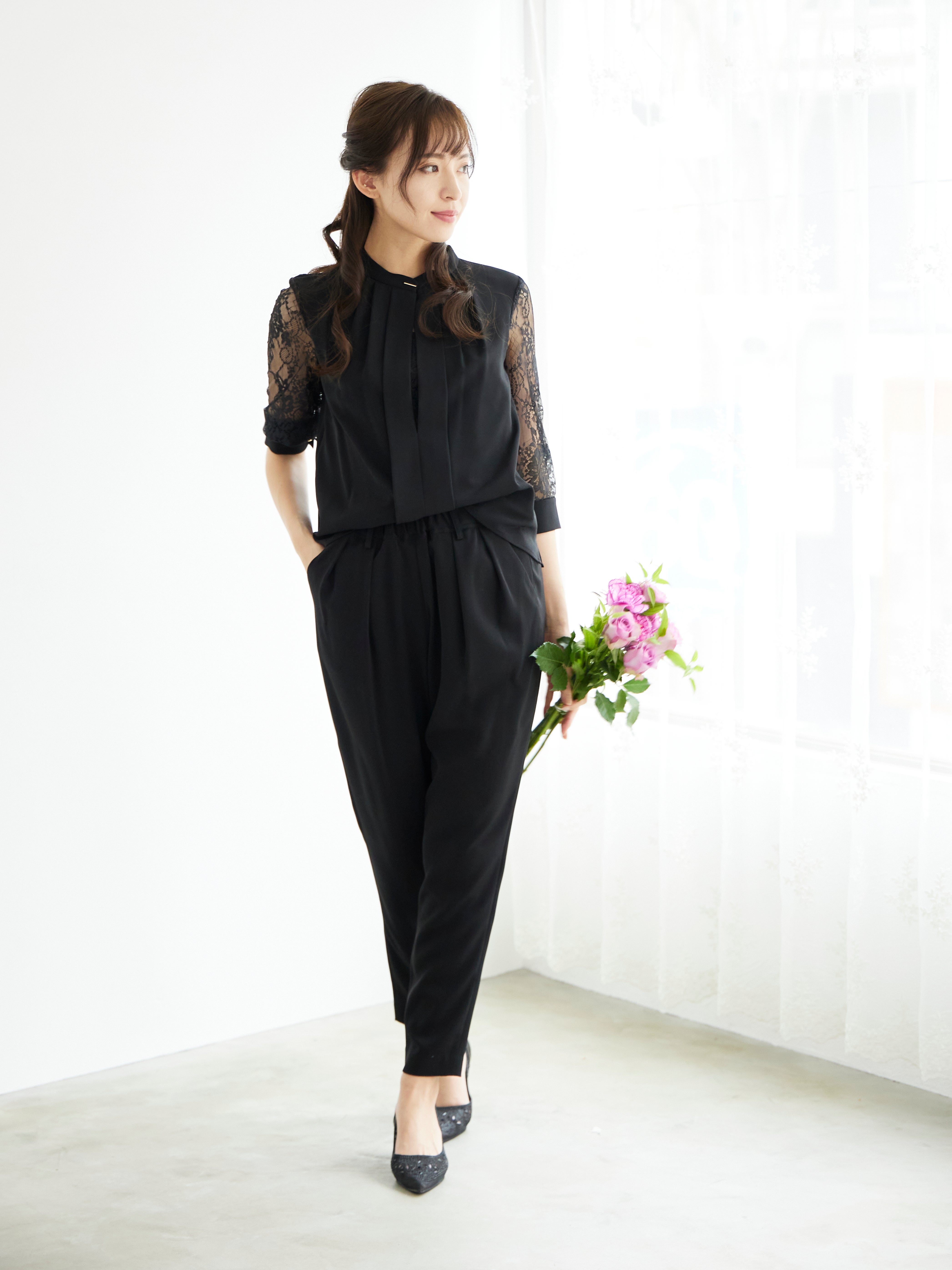 [レンタル] BELINDA DE CAPRIS 前開きブラウス セットアップ テーパードパンツドレス ブラックの宅配レンタル - 3