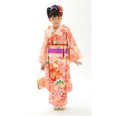 七五三/節句 着物セット 7歳女の子 古典柄 花々 ピンク