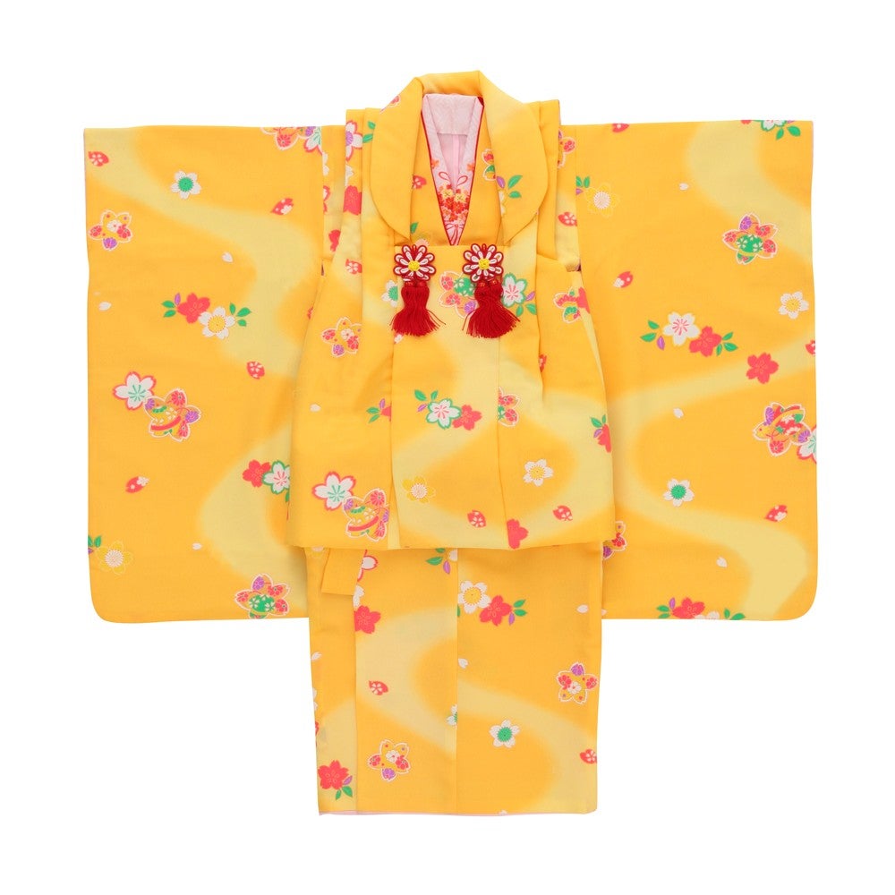 黄色の七五三被布着物レンタル