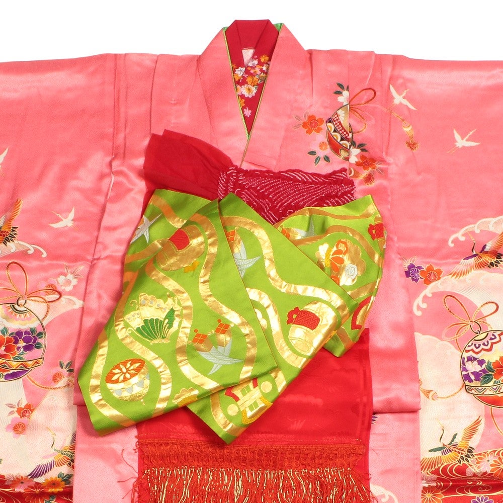 七五三/節句 着物セット 7歳女の子 遠山柄 重厚感