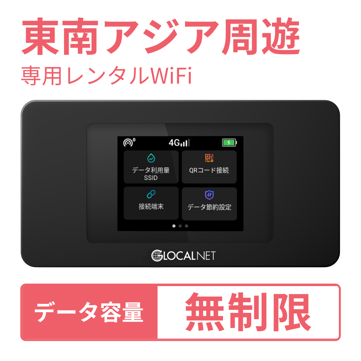 [レンタル] レンティオWiFi 東南アジア周遊 4G 無制限/日 データ容量プラン