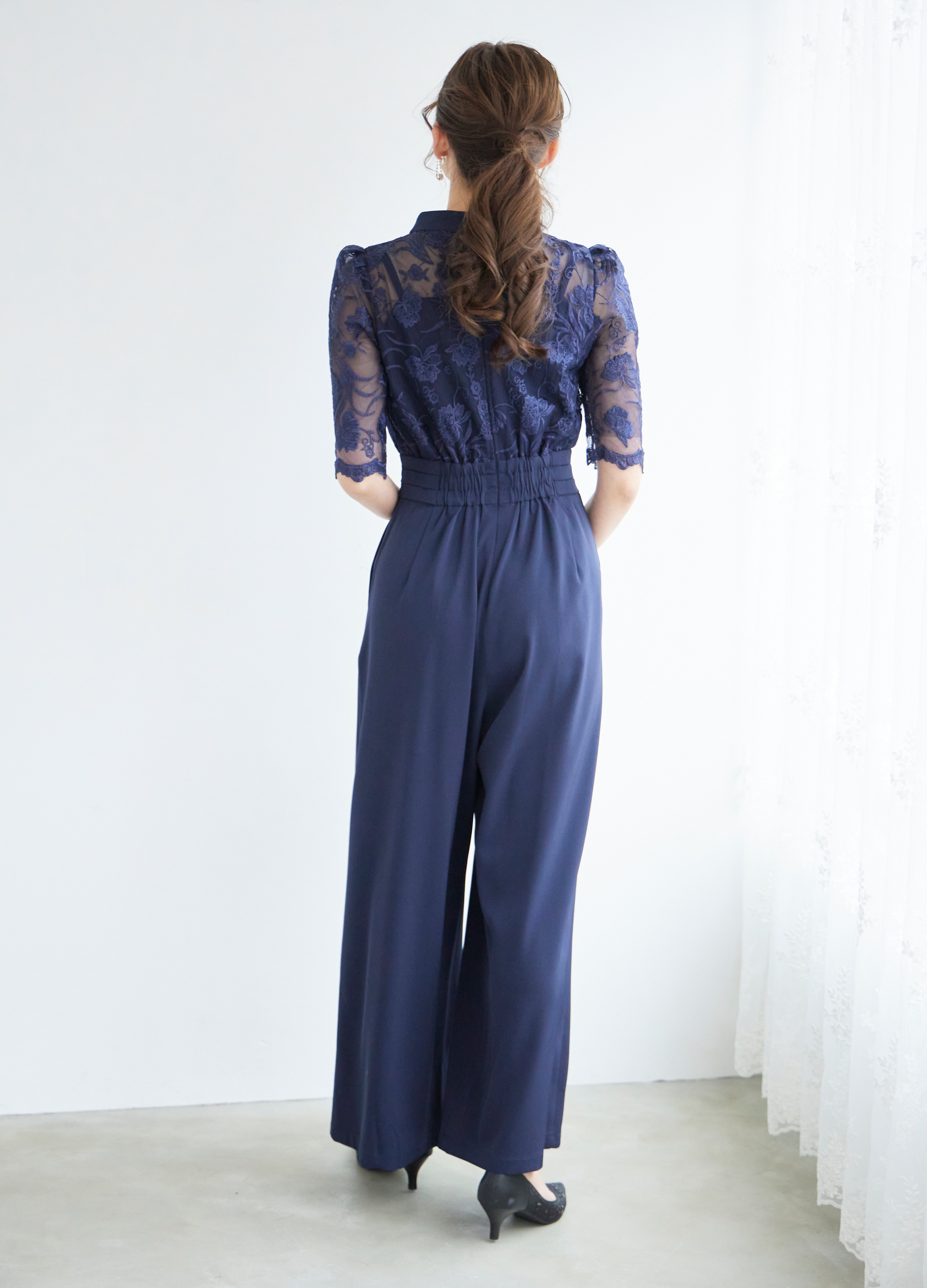 [レンタル] BELINDA DE CAPRIS 刺繍レース オールインワン パンツドレス ネイビーの宅配レンタル - 4