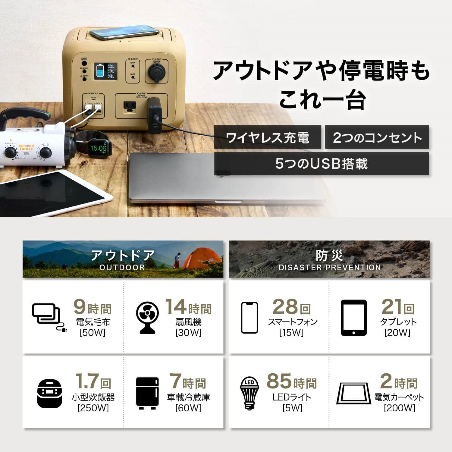 [レンタル] 加島商事 PowerArQ 2 ポータブル電源（500Wh）Smart Tap - 8