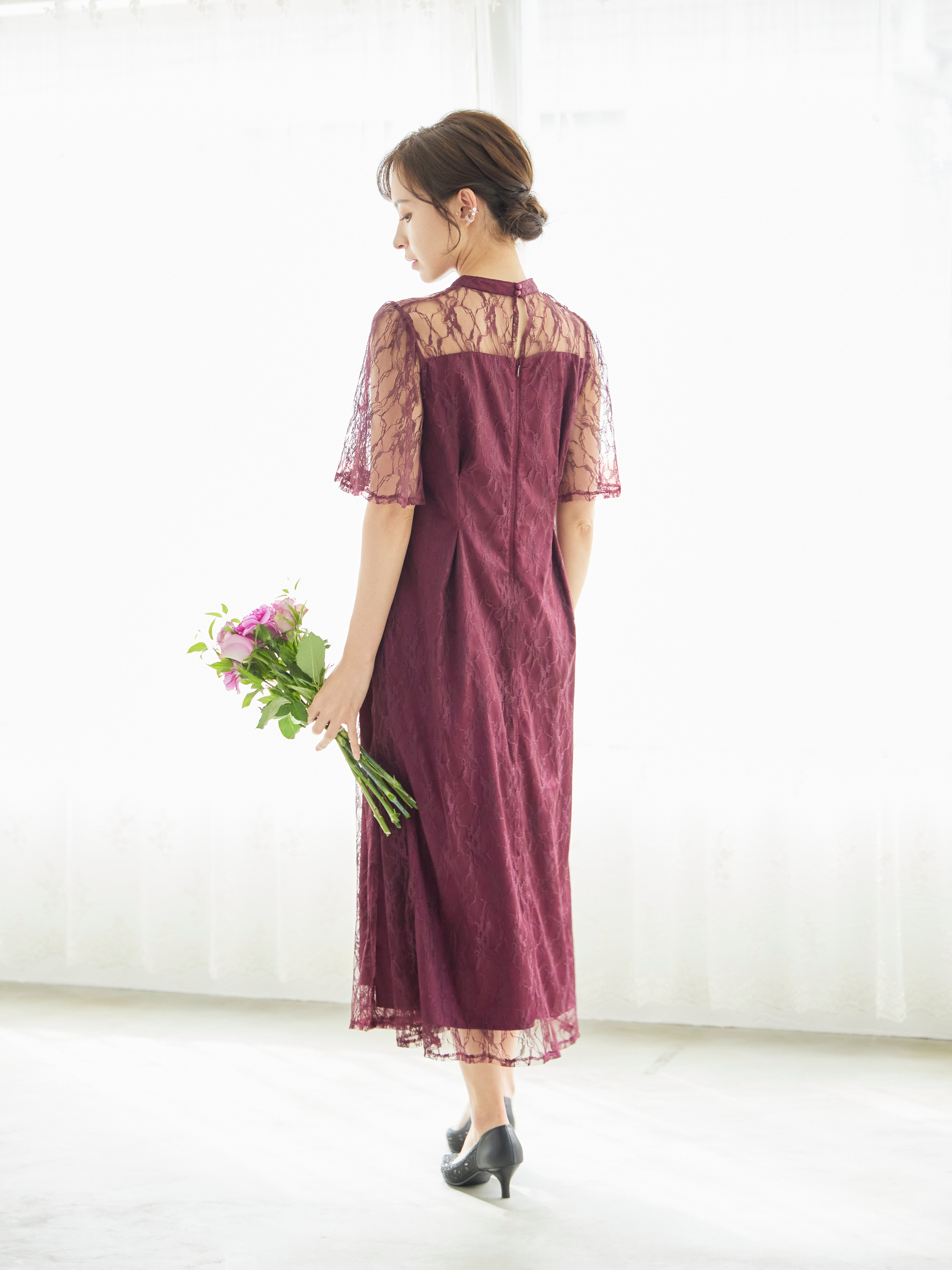 新品】BELINDA DE CAPRIS☆レースパンツドレス カーキ Aライン