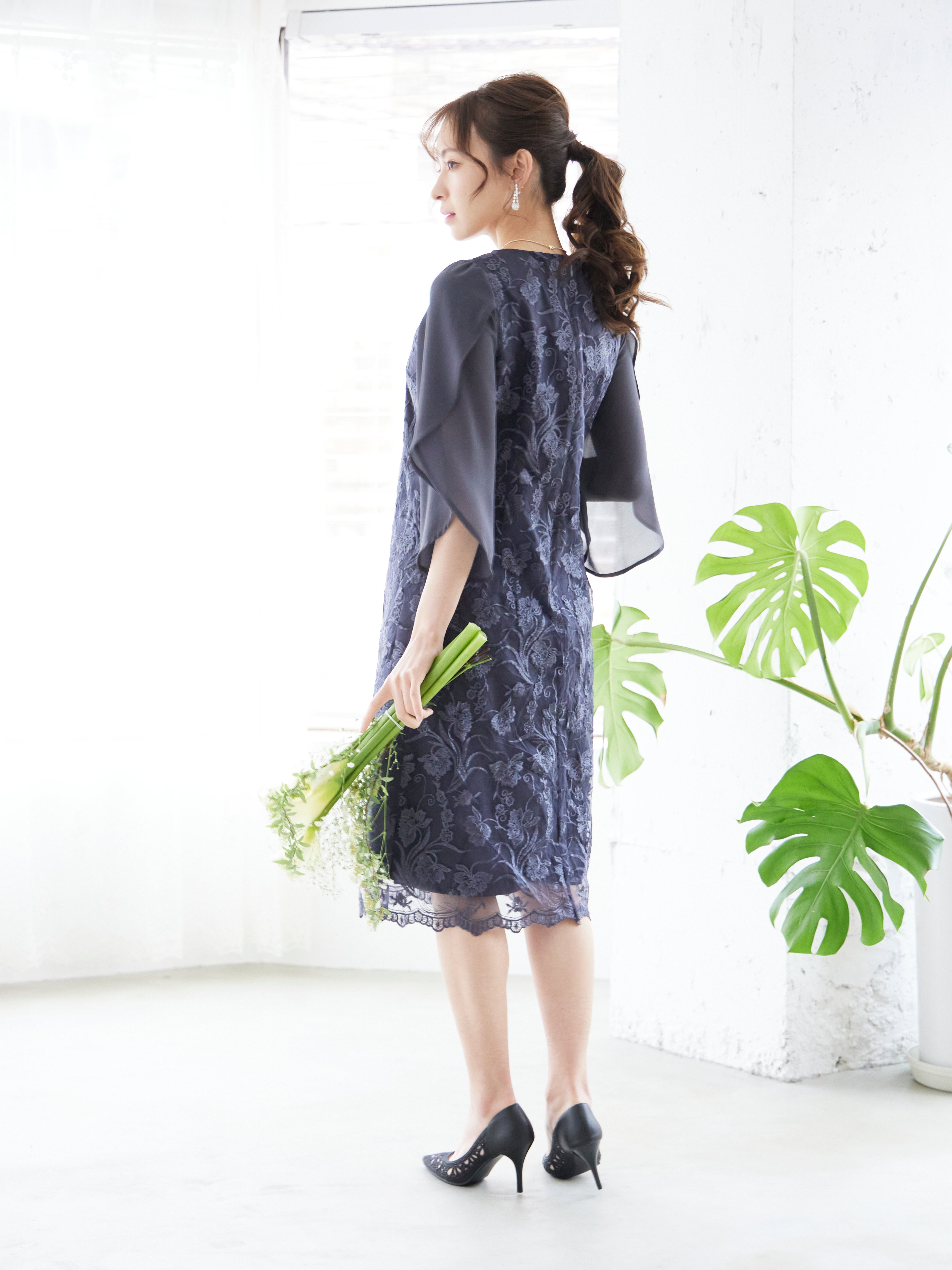 [レンタル] BELINDA DE CAPRIS 刺繍2枚袖 ワンピースドレス グレーの宅配レンタル - 6