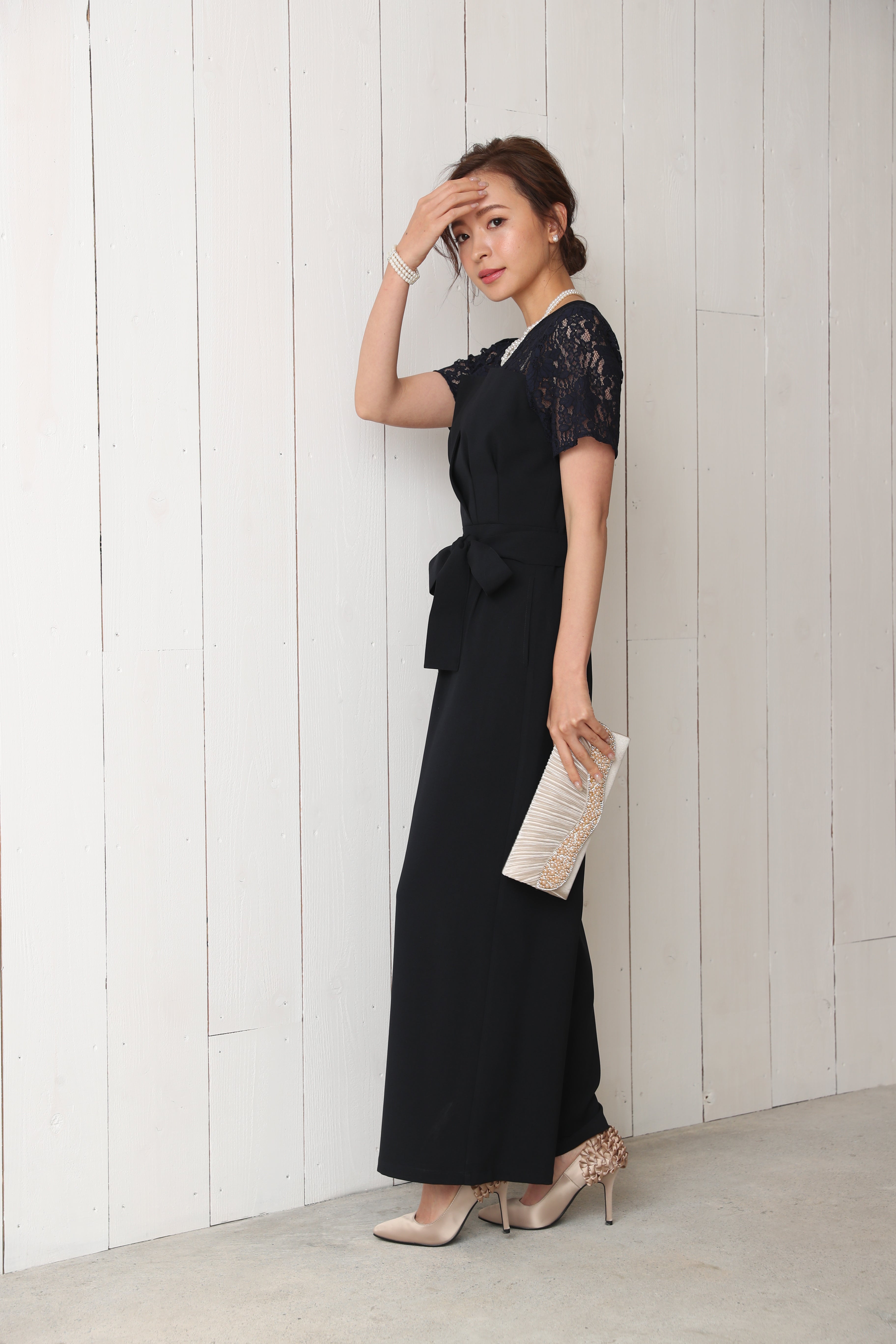 [レンタル] BELINDA DE CAPRIS 袖付きタックテーパード オールインワン パンツドレス ネイビーの宅配レンタル - 13