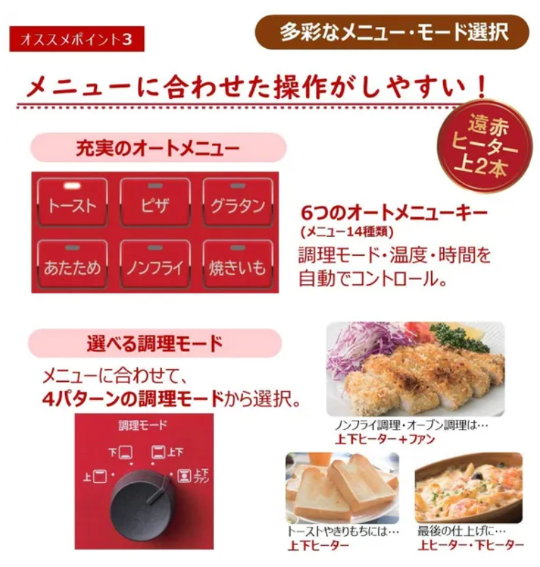 [レンタル] 日立 コンベクションオーブントースター HMO-F100-W ホワイト オート機能 遠赤ヒーター ノンフライ調理 - 6