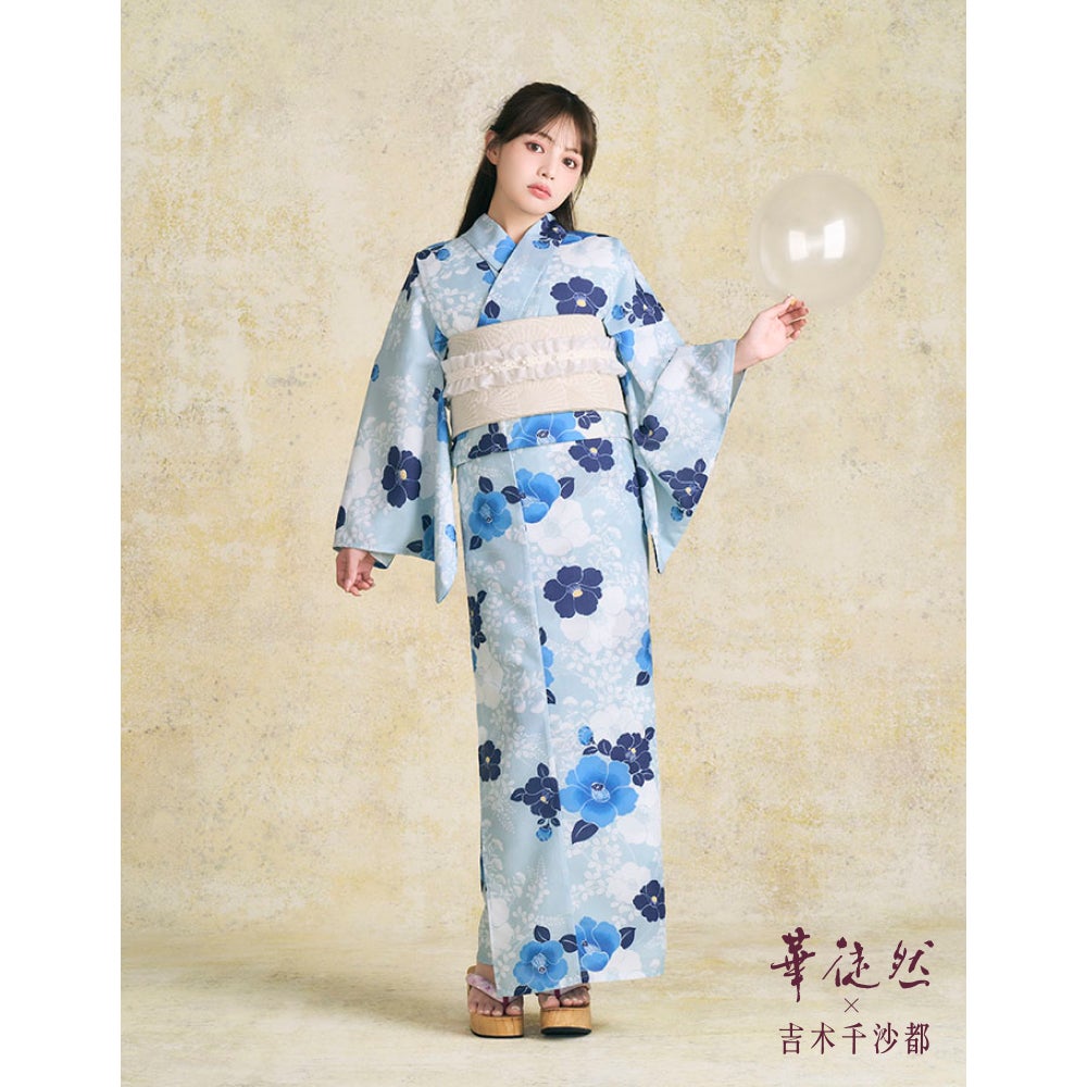 [レンタル] [2025新作]京都丸紅 華徒然×吉木千沙都 レディース浴衣 フルセット 椿 フリーサイズ
