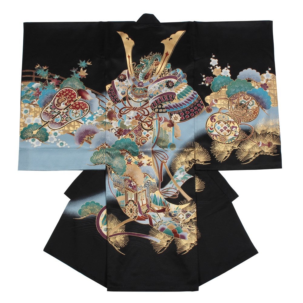 男の子 お宮参り 産着レンタル6点フルセット 正絹 兜 雅