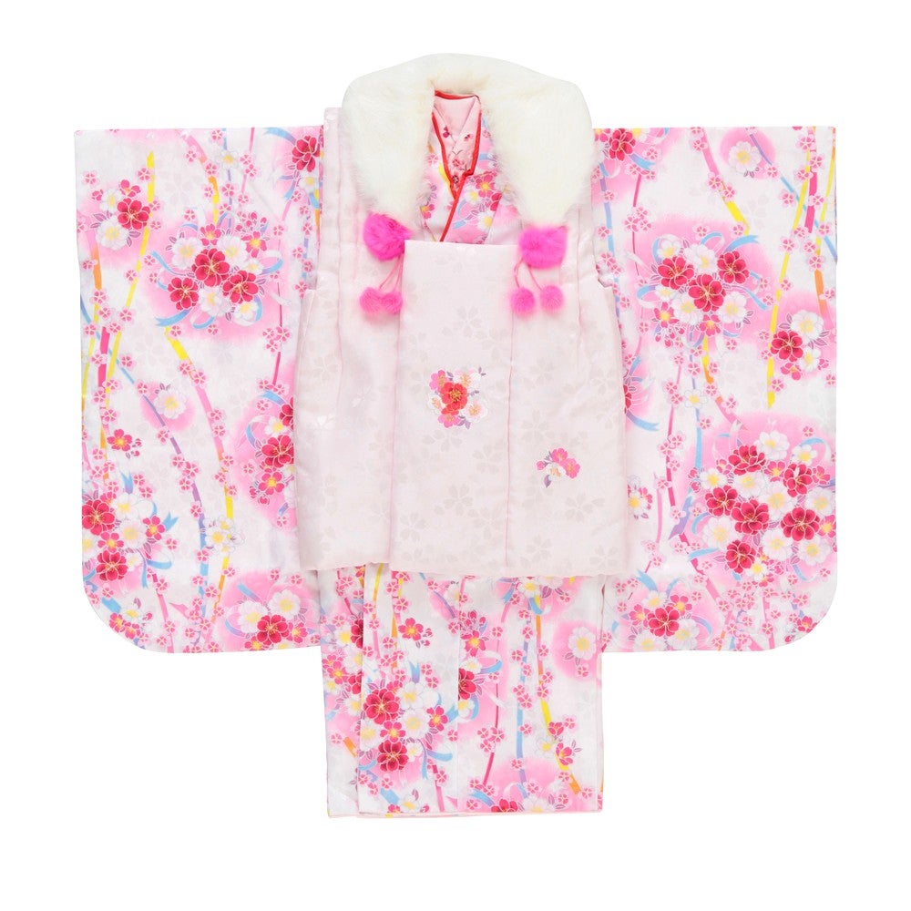 ピンク色の七五三被布着物レンタル